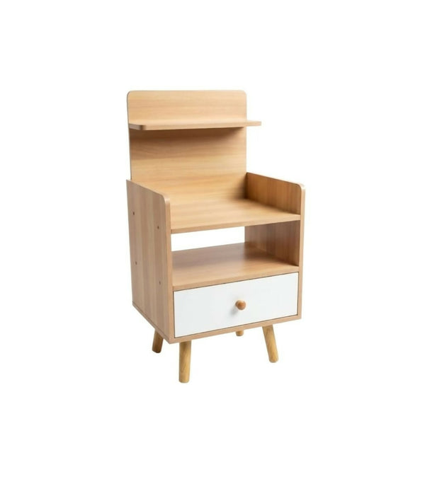 Wooden Counter Side Table with Drawer-70cm Bedside Pedestal Stand-FU7015