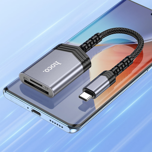 2 in 1 USB-C/Type-C to SD/TF OTG Card Reader Metal Grey