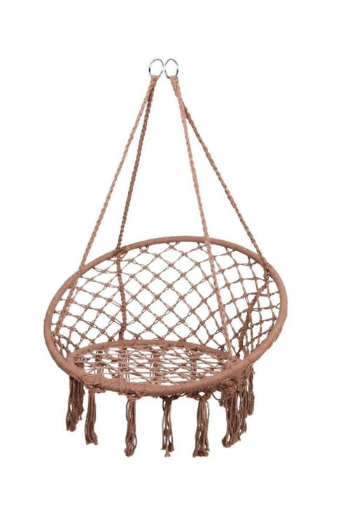 Handmade Rope Knitted Macrame Hanging Swing Chair - Brown