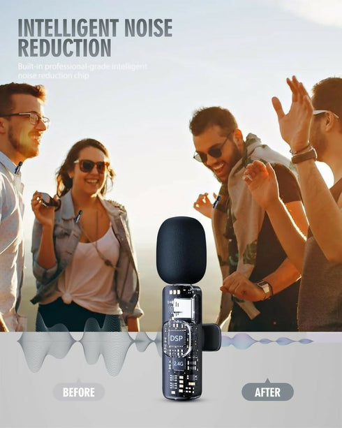 3 in 1 Wireless Lavalier Microphone, with Noise cancellation