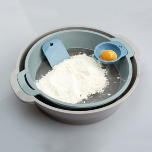 4 Pieces Of Multifunctional Stackable Fine Mesh Flour Sifter Set - Grey/Blue
