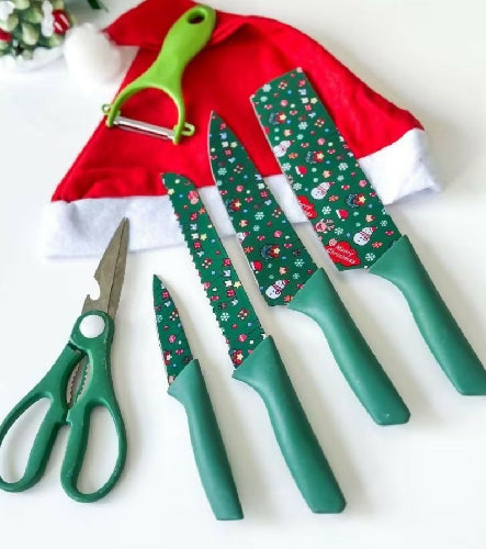 Set of 6 Christmas kitchen pieces- Christmas hat not included.