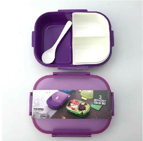 Hey life 900ml 3 compartment lunch box with water bottle