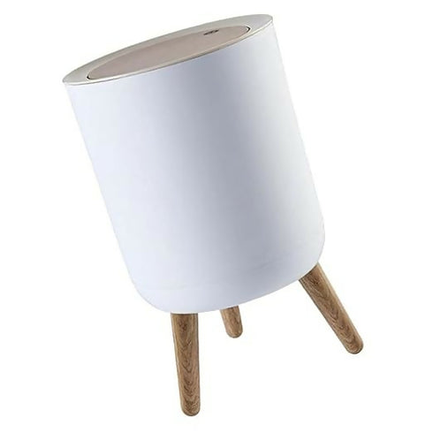 Trash Can With Lid Press Cover Portable Height Foot Standing Trash Can