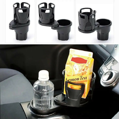 Car Cup Holder Double Extender Adapter 360 Degree Rotatable