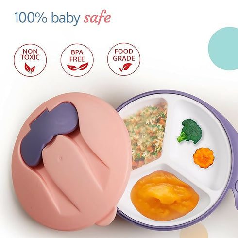 Baby Feeding Suction Bowl Set - Pink, Purple