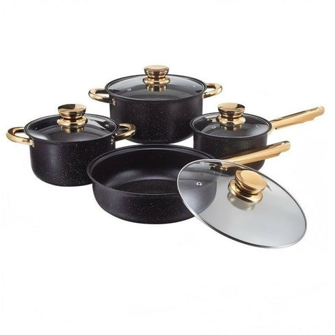 8-Piece Stainless Steel Nonstick Lightweight Cookware Set with Glass Lids