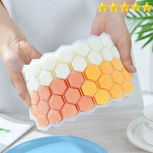 2 Pieces Hexagon 37 Grid Ice Mold - White