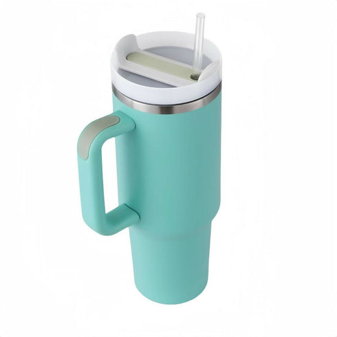 1.2L Tumbler with Handle Straw Lid, Stainless Steel Travel Mug - Lake Blue