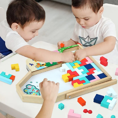 Multi-functional Parent-child Interactive Game Wooden Stacking Blocks Toy