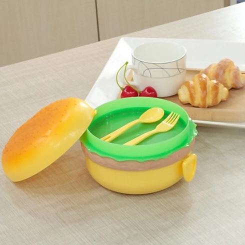 Microwavable Portable Plastic Multilayer Burger Shape Lunch Box
