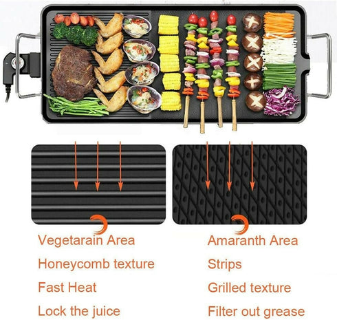 Non-Stick Plates Electric Table Top Portable BBQ Grilling Grill Indoor or Outdoor