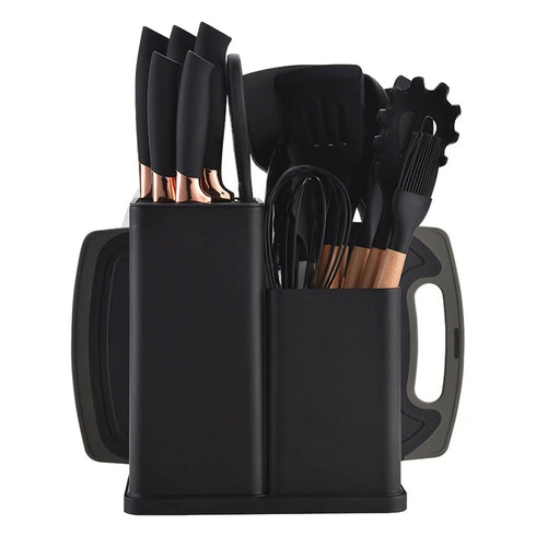 Silicone Kitchen Utensil Set, 19-Piece -Black