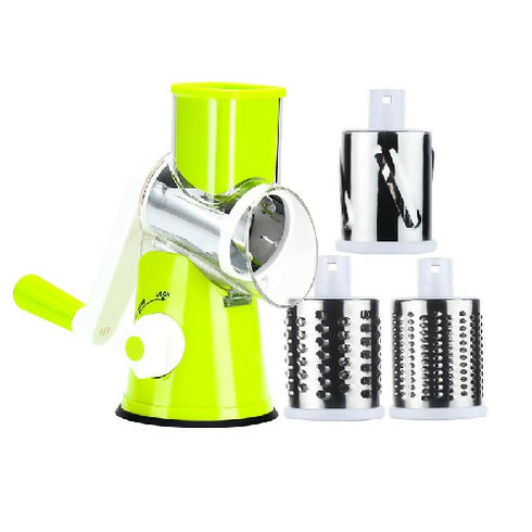Manual Vegetable Cutter Rotary Grater with 3 Chopping Blades