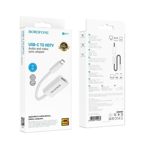 Adapter Borofone DH11 Type-C to HDTV female, 15 cm, White