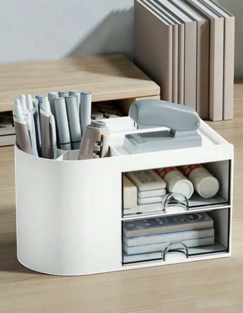 Multi-Compartment Compact Two-Drawer Desk Organizer