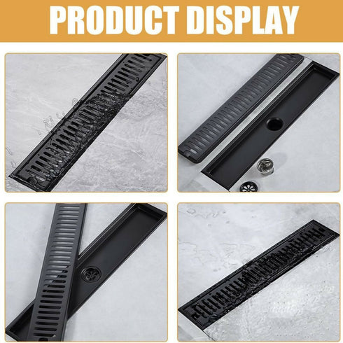 Black Linear Rectangular Floor Drain : 600x100mm