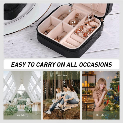 Portable Jewellery Organizer Box With Zipper - Black