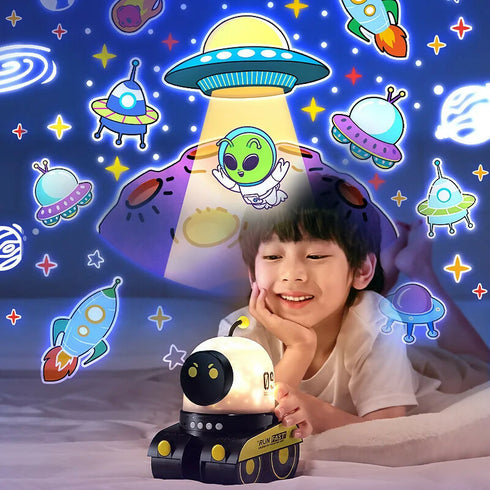Kids Cartoon Robot Car Projection Lamp
