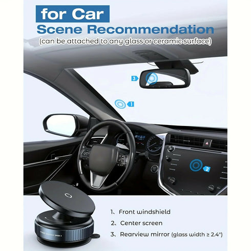 The New Upgraded 360° Rotating Magnetic Universal Phone Holder Features Vacuum And Magnetic Suction for a Stable Car Mount