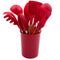 11Pieces Non-Stick Silicon & Wooden Handle Kitchen Utensil Set - Red