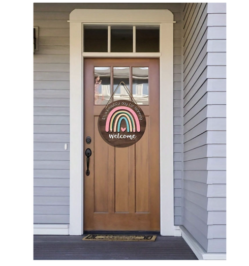 Rainbow Wooden Plaque Home Decor Hanging Sign