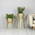 3 flower pots with metal stand-GOLD