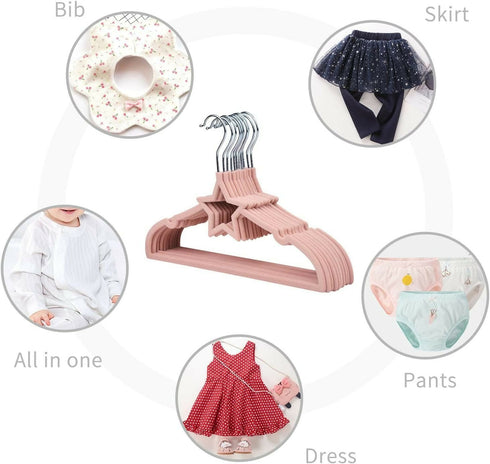 Velvet Baby Clothes Hanger Children’s Coat Kids with Notched Shoulder and Non Slip Design For Newborn to Toddler Clothes