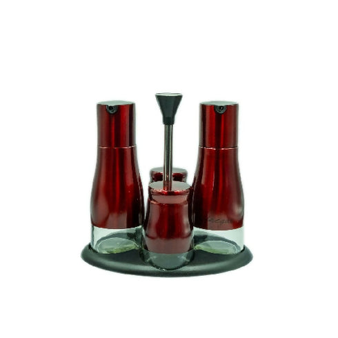 4pc Oil & Vinegar Dispenser with Salt & Pepper Cruet set