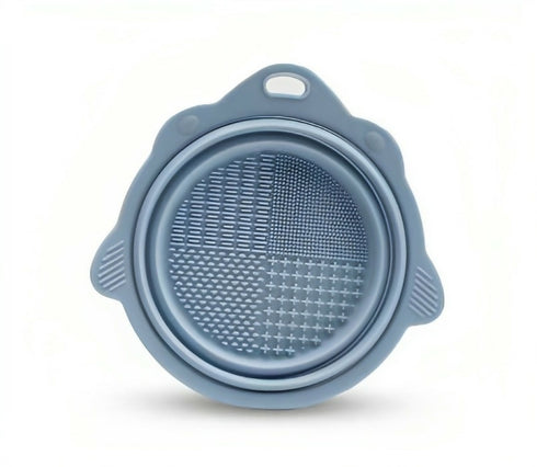 Silicone Make-Up Brushes Cleaner Folding Bowl - Blue