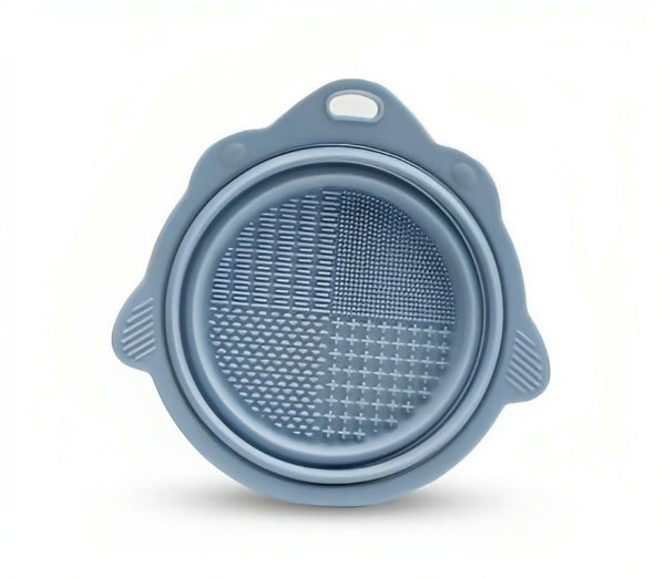 Silicone Make-Up Brushes Cleaner Folding Bowl - Blue