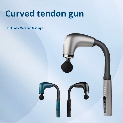 Deep Tissue Handheld Four Head Neck Back Vibration Massage Gun Curved Back Massage Gun Home Use Deep Tissue Back Massage Gun