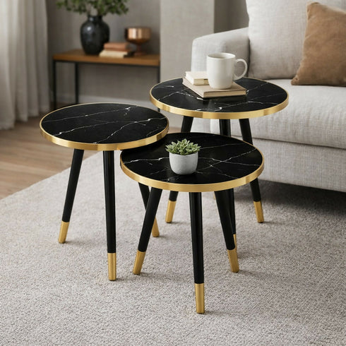 Round Nesting Coffee Table - 3-Tier, Space-Saving