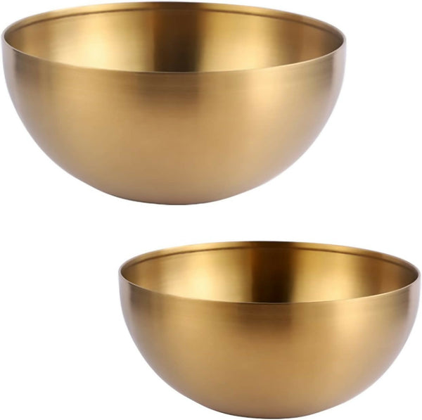 Stainless Steel Elegant Salad/Soup/Ramen Serving Bowls - 20cm and 24cm - 2-Piece