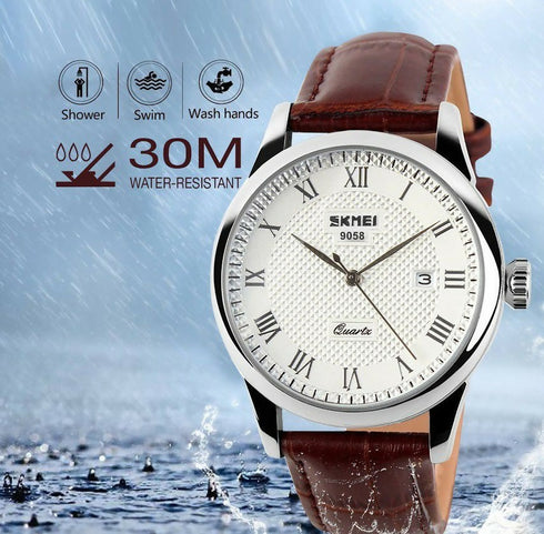 Ladies Leather Quartz Waterproof Watch