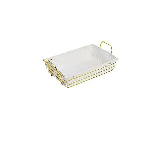 Stylish Rectangular Bread Serving Basket - White