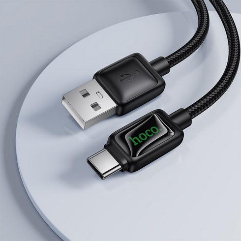 Mundo 1.2m 3A USB to Type-C Charging Data Cable with LED(Black)