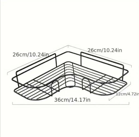 Bathroom Corner Rack Corner Black - No Drill - Set of 2