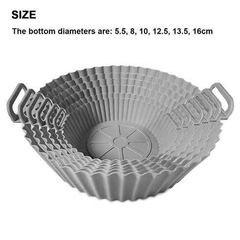 Silicone Air Fryer Liners Pot Reusable Food Grade Baking Basket Bowl - 6 Piece
