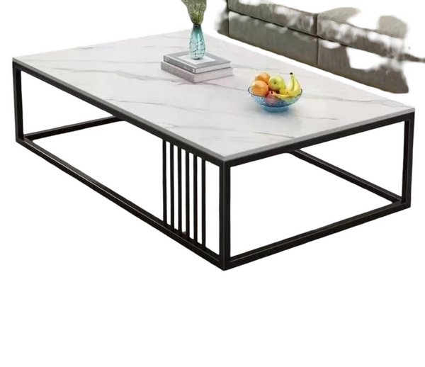 Luxury Stainless Steel Coffee Table With Marble Top Metal Coffee Table