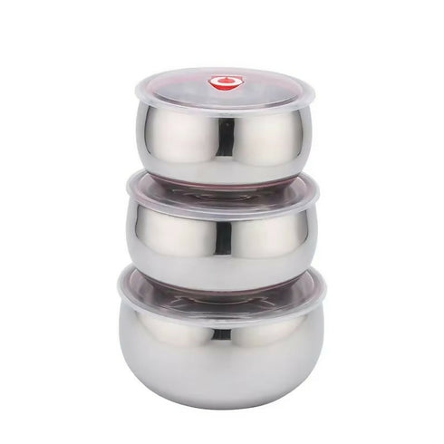 3pcs Set Fresh Box 14/16/18cm Stainless Steel Food Container With Airtight Lid