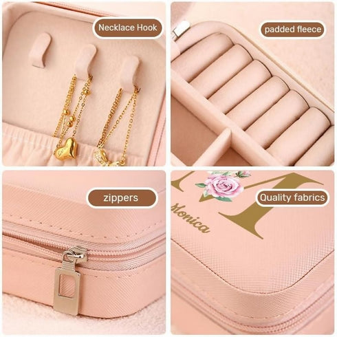 Mini Jewellery Box With Zipper Closure - Pink