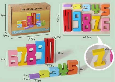 Montessori Mathematics Blocks Kids Wooden Number Learning Educational Puzzle Blocks