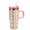 16 Oz Tumbler with Handle & Straw for Kids-Pink