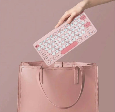 Wireless Keyboard and Mouse 78 Keys Stylish Slim Round Keycaps Mute Ergonomic Keyboard Mouse Combo for Desktop PC Computer