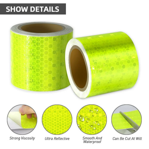 Green Reflective Safety Tape, 2 Rolls- 50mm x 3metres