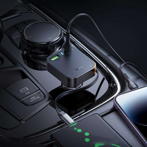 HOCO Car Charger with Retractable Cable
