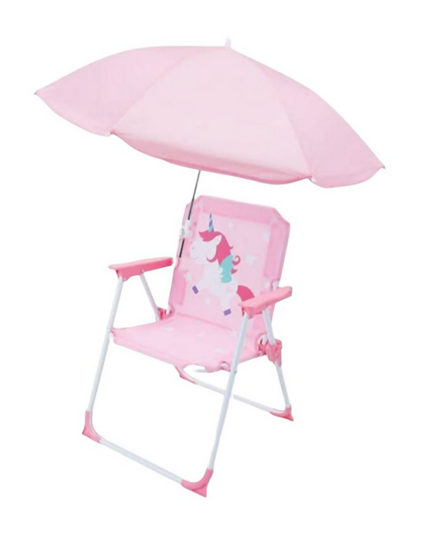 Kids Outdoor Beach Chair with Umbrella- Pink