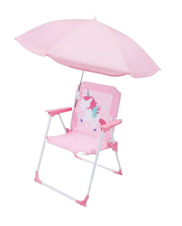 Kids Outdoor Beach Chair with Umbrella- Pink