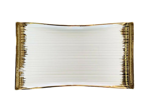 Rectangular Serving Plate with Gold Edge